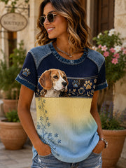 Women's Animal Dog Culture Art Print T-Shirt