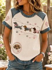 Women's Animal Dog Culture Art Print T-Shirt