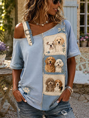 Women's Animal Element Art Print Casual Off-Shoulder Top