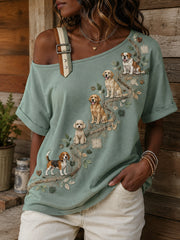 Women's Animal Element Art Print Casual Off-Shoulder Top