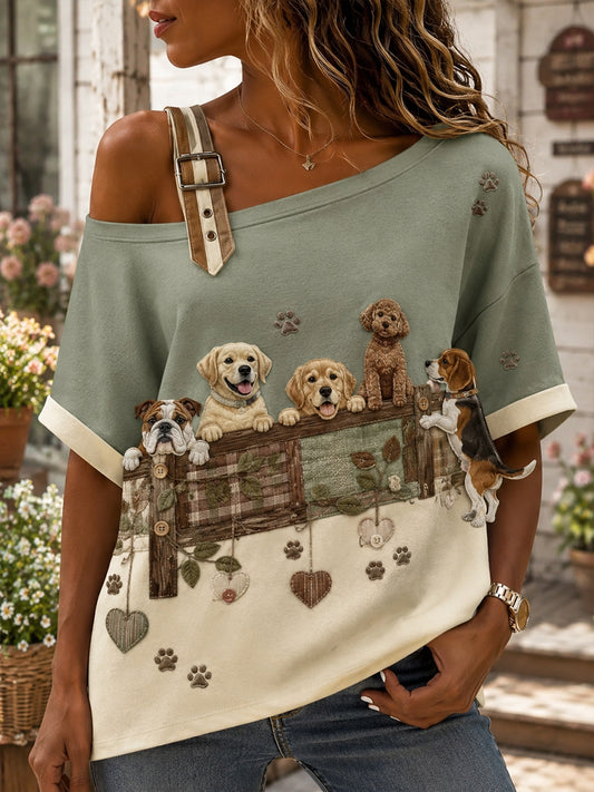 Women's Animal Element Art Print Casual Off-Shoulder Top