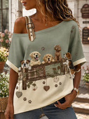Women's Animal Element Art Print Casual Off-Shoulder Top