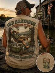 Men's Funny Old Bastards Fishing Club Lifetime Member Print Casual Tank Top