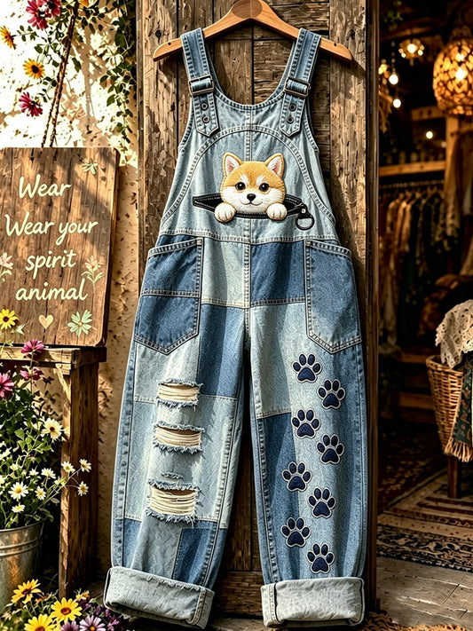 Women's Animal Dog Art Printed Strap Pants