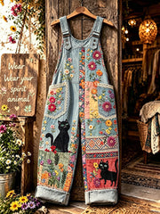 Women's Animal Cat Art Printed Strap Pants