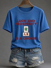 Women's Mahjong Print Casual T-Shirt