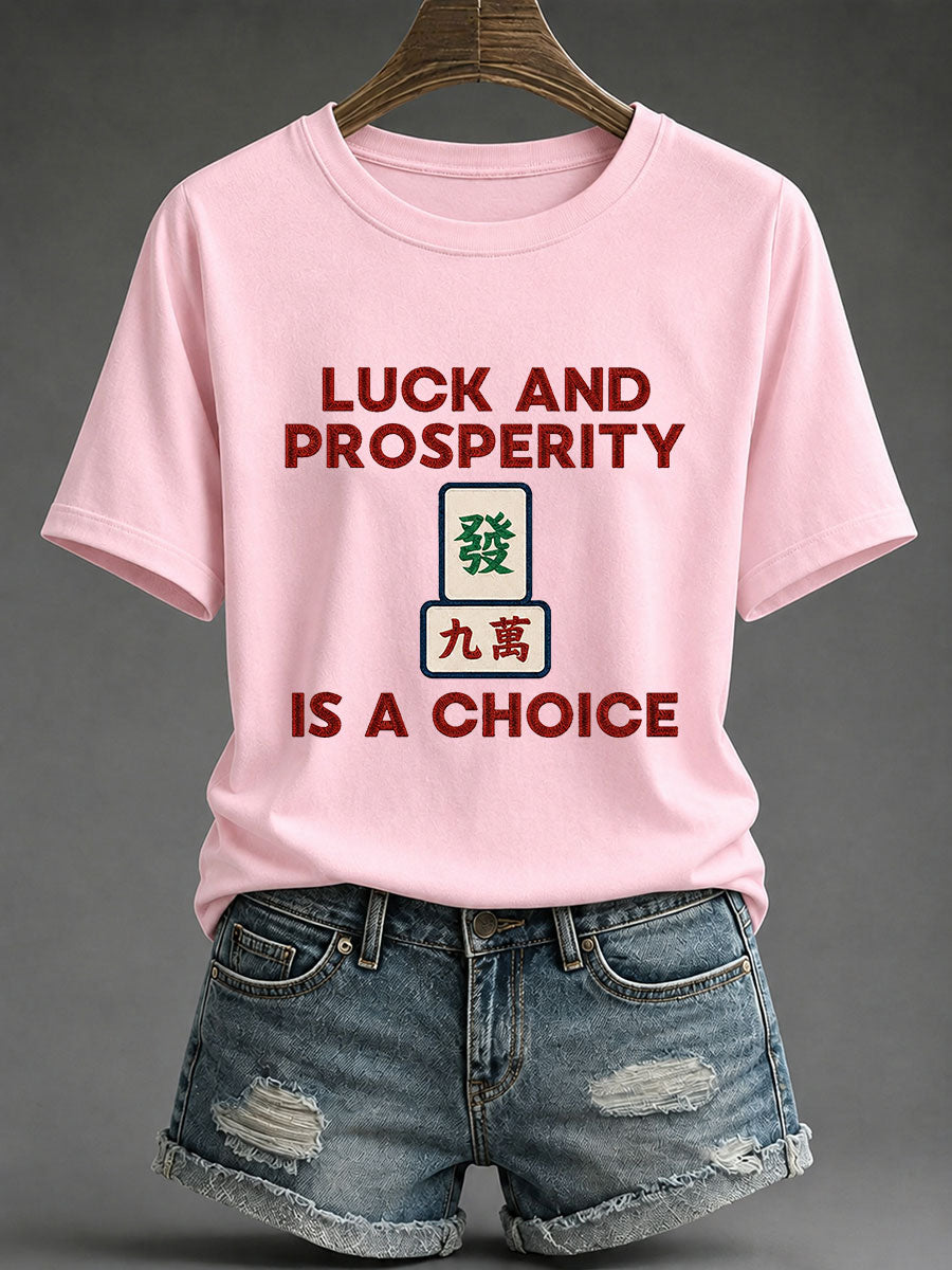 Women's Mahjong Print Casual T-Shirt