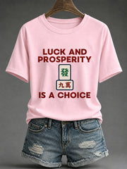 Women's Mahjong Print Casual T-Shirt