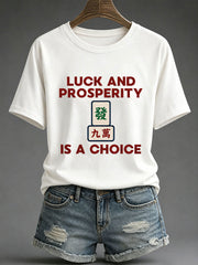 Women's Mahjong Print Casual T-Shirt