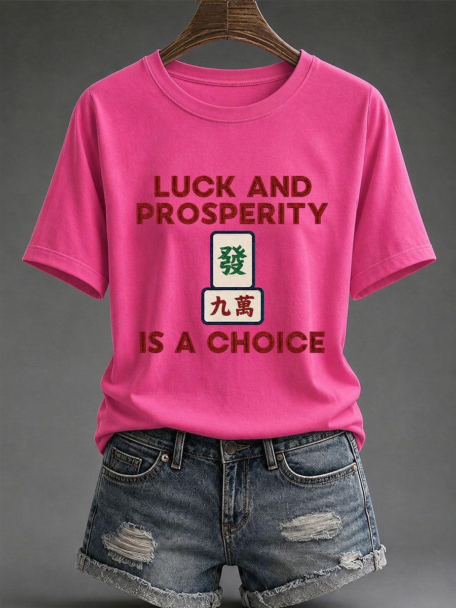 Women's Mahjong Print Casual T-Shirt