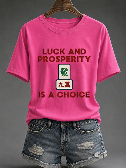 Women's Mahjong Print Casual T-Shirt