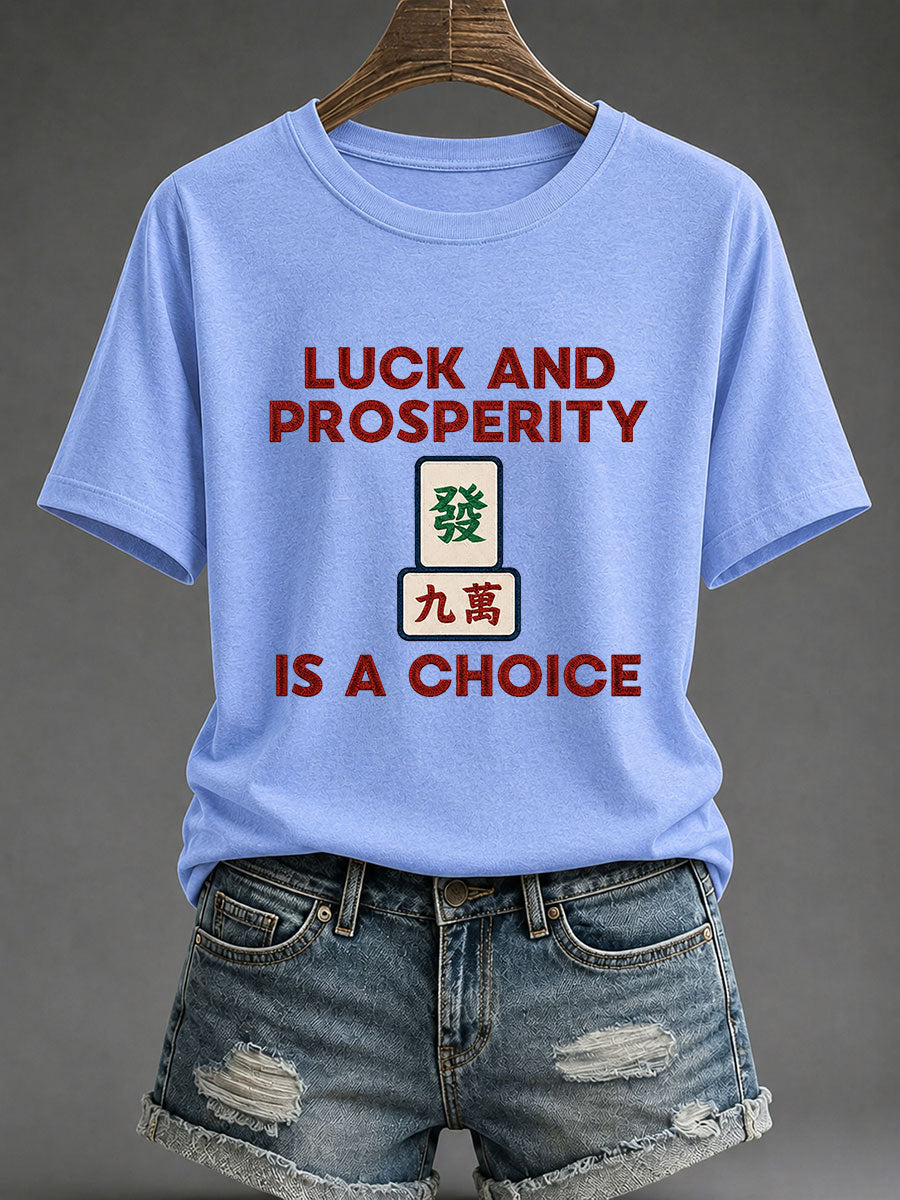 Women's Mahjong Print Casual T-Shirt