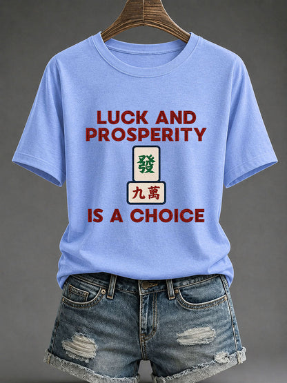 Women's Mahjong Print Casual T-Shirt