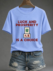 Women's Mahjong Print Casual T-Shirt
