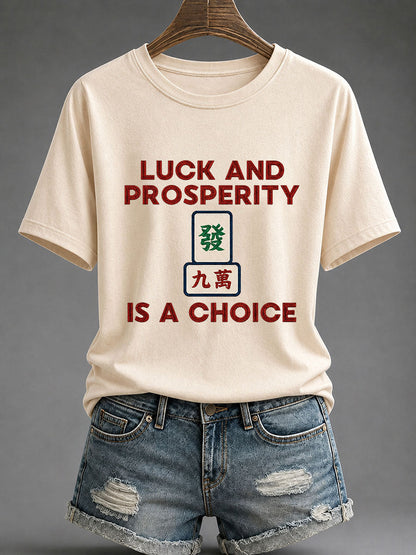 Women's Mahjong Print Casual T-Shirt