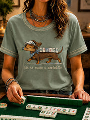 Women's Mahjong Print Casual T-Shirt
