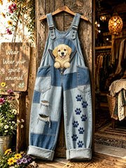 Women's Animal Dog Zippers Art Printed Strap Pants