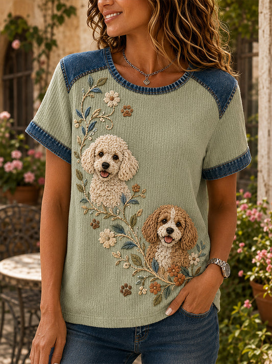 Women's Animal Dog Cultural Elements Art Print Top