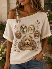 Women's Animal Dog Cultural Elements Art Print Top