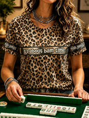 Women's Mahjong Leopard Print T-Shirts