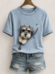 Women's Lovely Schnauzer Felt Art T-Shirt