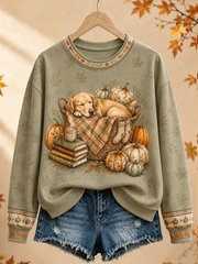 Women's Autumn Dog Regular Sweatshirt