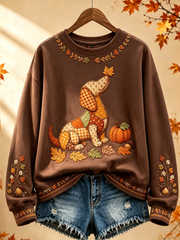 Women's Autumn Dog Regular Sweatshirt