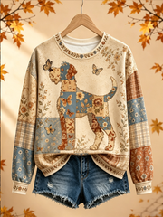 Women's Autumn Patchwork Dog Regular Sweatshirt