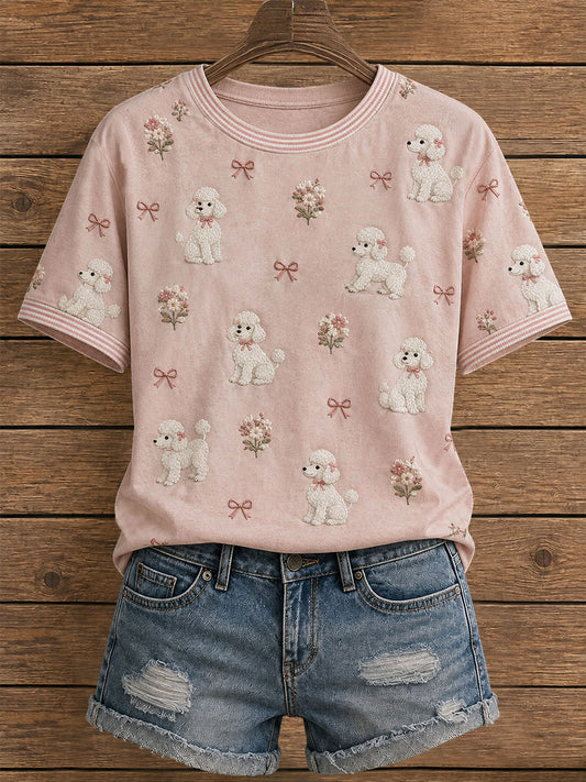 Women's Floral Poodle T-Shirt