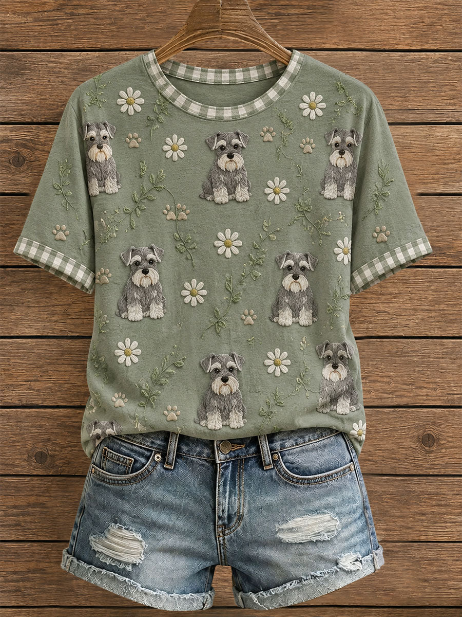 Women's Floral Schnauzer T-Shirt
