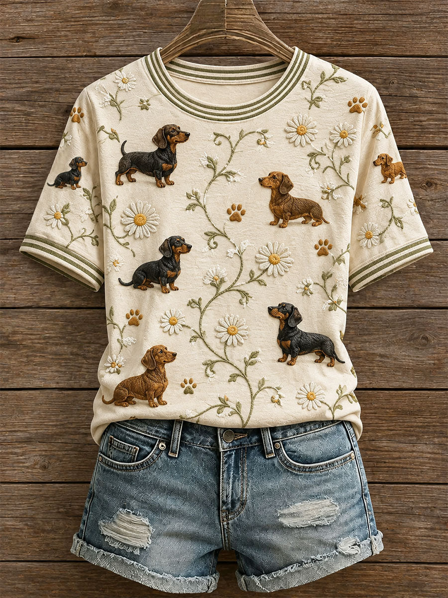 Women's Floral Dachshund T-Shirt