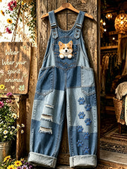Women's Animal Dog Art Printed Strap Pants
