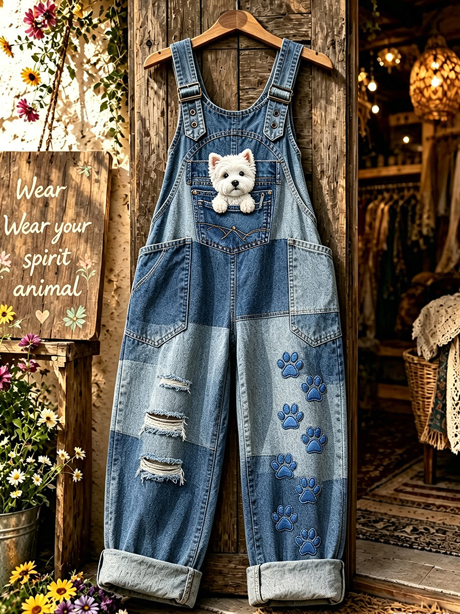 Women's Animal Dog Art Printed Strap Pants