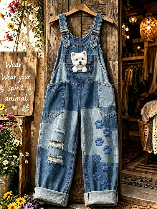 Women's Animal Dog Art Printed Strap Pants