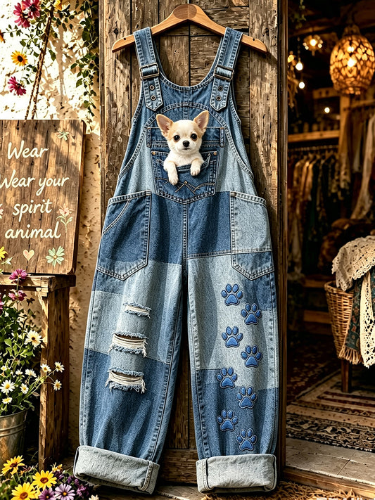 Women's Animal Dog Art Printed Strap Pants