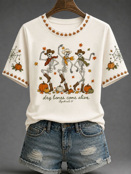Women's 'Dry Bones Come Alive ' Faith Halloween Casual T-shirt