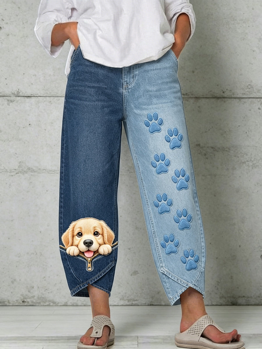 Women's Animal Zipper Art Print Flared Trousers