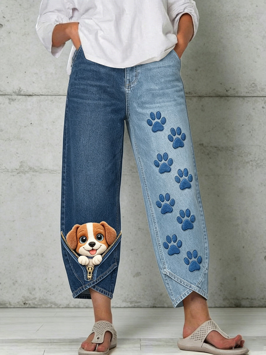Women's Animal Zipper Art Print Flared Trousers