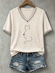 Women's Cat Line Art T-Shirt