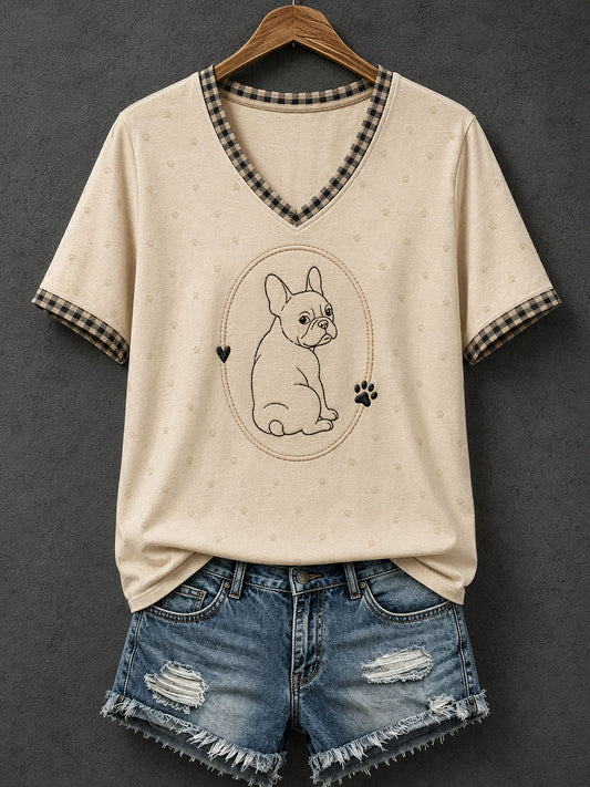 Women's French Bulldog Line Art T-Shirt