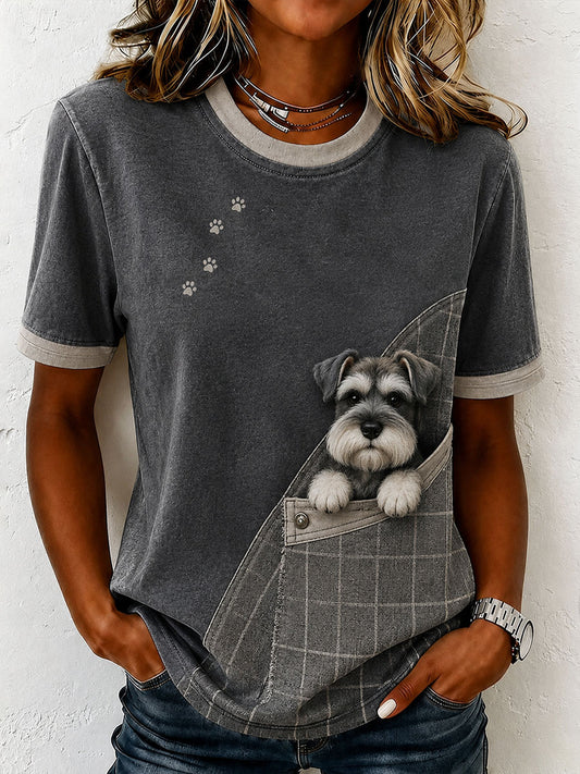 Women's Lovely Schnauzer Felt Art T-Shirt