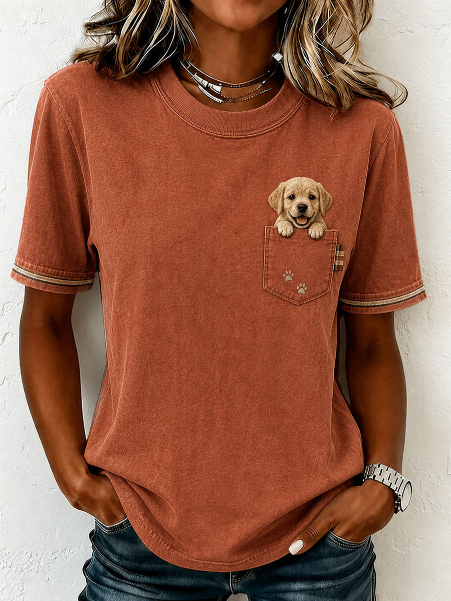 Women's Lovely Golden Retriever Felt Art T-Shirt