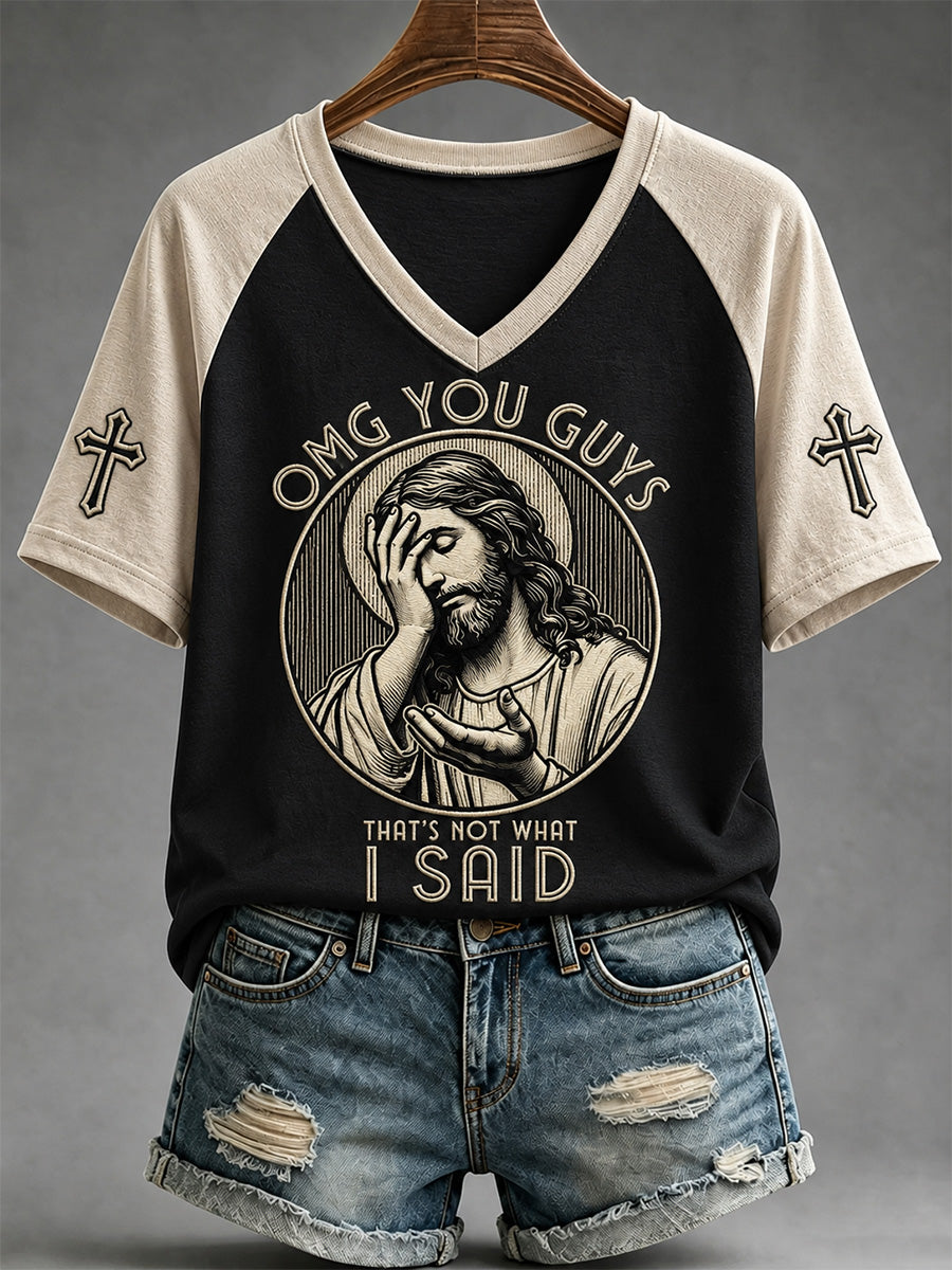 Women's That's Not What I Said Print Casual V-Neck Tee
