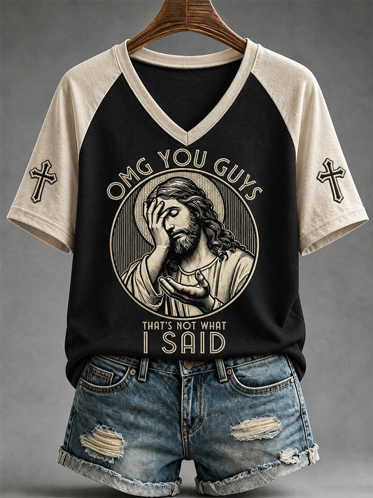 Women's That's Not What I Said Print Casual V-Neck Tee