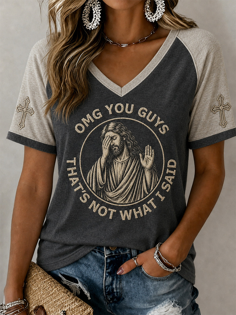 Women's That's Not What I Said Print Casual V-Neck Tee