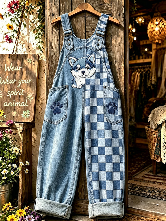 Women's Animal Dog Art Printed Strap Pants