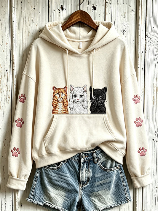 Women's Cute Cat Pattern Printed Leisure Hoodie