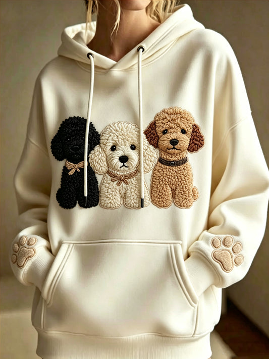 Women's Animal Printed Round Neck Long Sleeved Hoodie