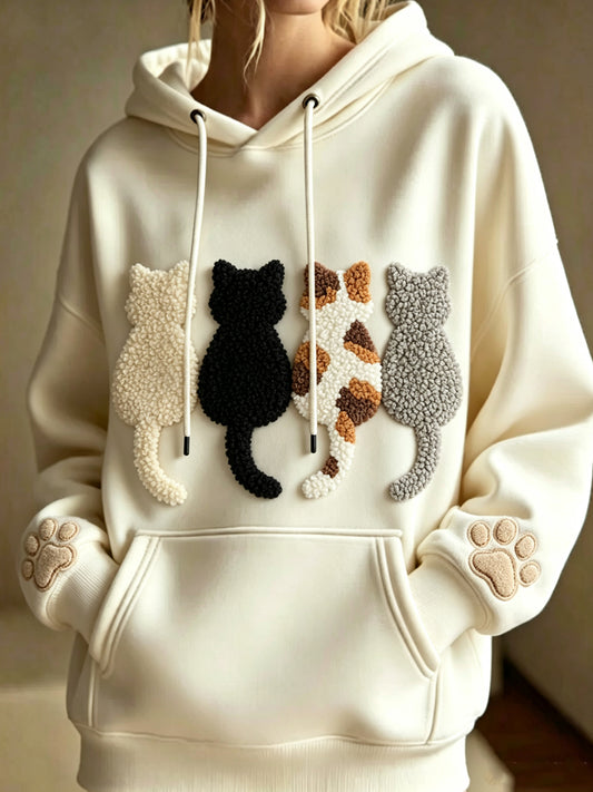 Women's Animal Printed Round Neck Long Sleeved Hoodie