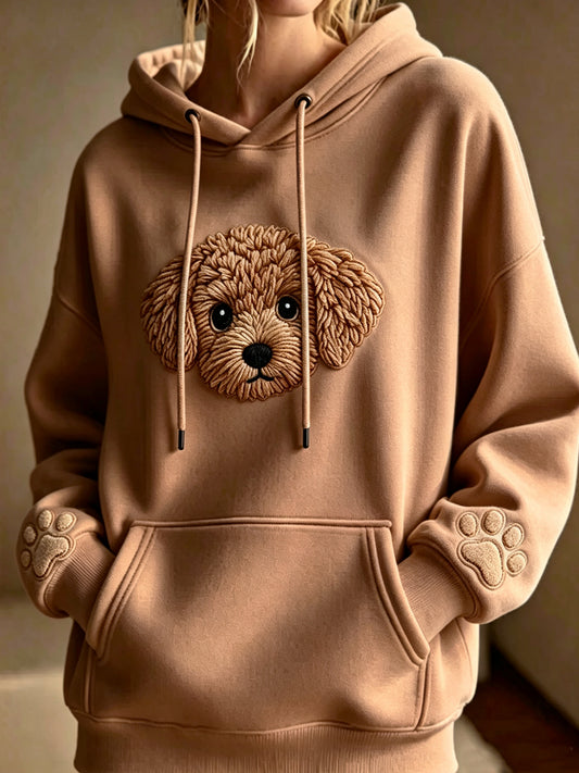 Women's Animal Printed Round Neck Long Sleeved Hoodie